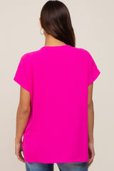 Fuchsia Oversized V-Neck Maternity Blouse