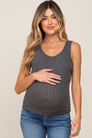 Charcoal Knit Sleeveless Maternity Top