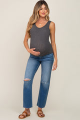 Charcoal Knit Sleeveless Maternity Top