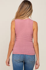 Mauve Knit Sleeveless Maternity Top