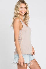 Beige Knit Sleeveless Top