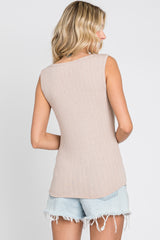 Beige Knit Sleeveless Top