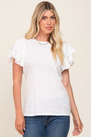 Ivory Ruffle Sleeve Top