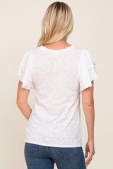 Ivory Ruffle Sleeve Top