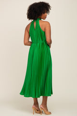 Green Pleated Halter Dress