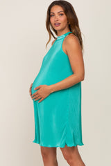 Jade Pleated Plisse Halter Maternity Dress