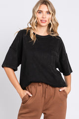 Black Exposed Seam Maternity Pocket T-Shirt