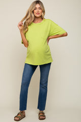 Lime Exposed Seam Maternity Pocket T-Shirt