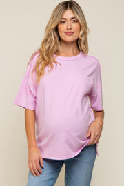 Lavender Exposed Seam Maternity Pocket T-Shirt