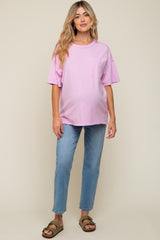 Lavender Exposed Seam Maternity Pocket T-Shirt