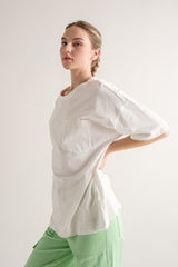 White Exposed Seam Pocket T-Shirt