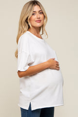 White Exposed Seam Maternity Pocket T-Shirt