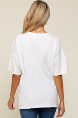 White Exposed Seam Maternity Pocket T-Shirt