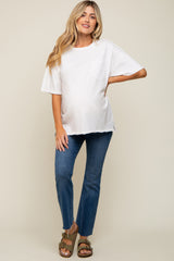 White Exposed Seam Maternity Pocket T-Shirt