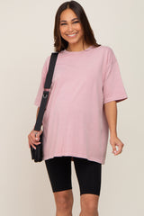 Pink Basic Oversized Maternity T-Shirt