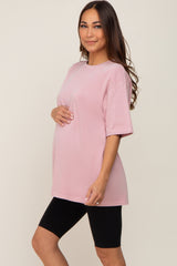 Pink Basic Oversized Maternity T-Shirt