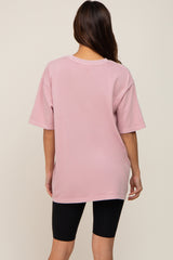 Pink Basic Oversized Maternity T-Shirt