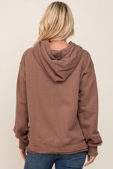 Mocha Raw Edge Trim Drawstring Hoodie