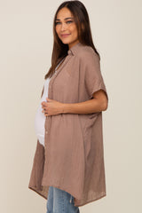 Mocha Lightweight Button Front Maternity Coverup