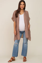 Mocha Lightweight Button Front Maternity Coverup