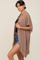 Mocha Lightweight Button Front Coverup