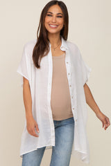 White Lightweight Button Front Maternity Coverup