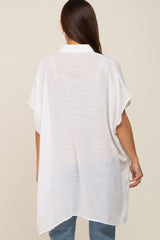 White Lightweight Button Front Maternity Coverup