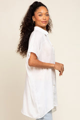 White Lightweight Button Front Coverup