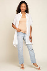 White Lightweight Button Front Coverup