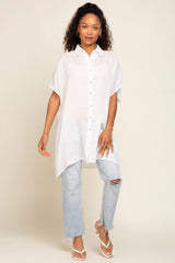 White Lightweight Button Front Coverup