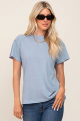 Light Blue Raw Hem Maternity Tee