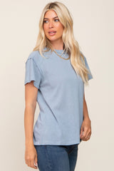 Light Blue Raw Hem Tee