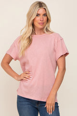 Light Pink Raw Hem Maternity Tee