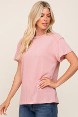 Light Pink Raw Hem Tee