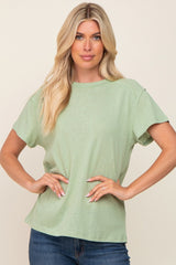 Light Olive Raw Hem Tee