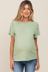 Light Olive Raw Hem Maternity Tee