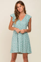 Mint Green Floral Flounce Dress