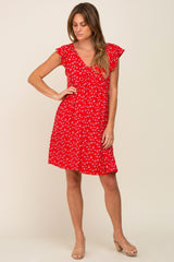 Red Floral Flounce Dress