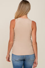 Taupe Ribbed Basic Maternity Tank Top