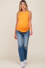 Orange Ribbed Basic Maternity Tank Top