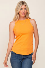 Orange Ribbed Basic Tank Top