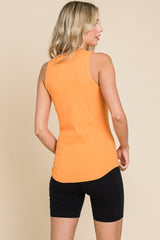 Orange Ribbed Basic Tank Top