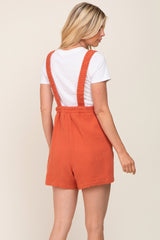 Rust Square Neck Elastic Strap Romper