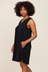 Black Sleeveless Pocketed Dress