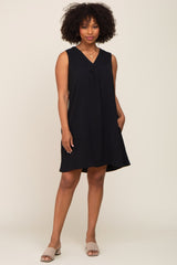 Black Sleeveless Pocketed Dress