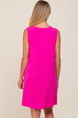 Fuchsia Sleeveless Pocketed Maternity Dress