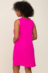 Fuchsia Sleeveless Pocketed Dress