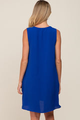 Royal Sleeveless Pocketed Maternity Dress