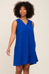 Royal Sleeveless Pocketed Maternity Dress