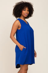 Royal Sleeveless Pocketed Dress